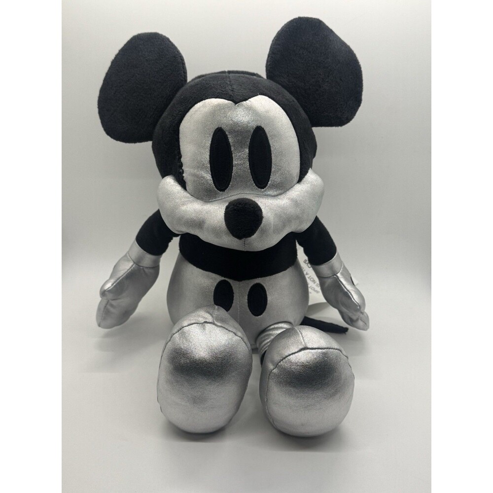 Disney 100 (D100) Mickey Mouse Plush Bank #590029 Silver+Black NWOT